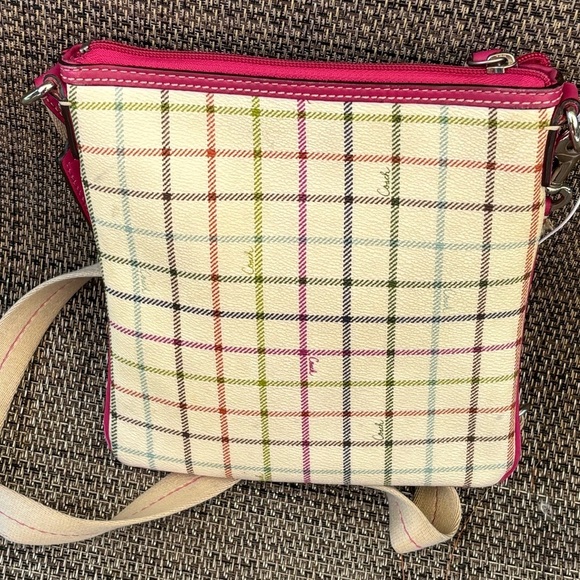 Coach Heritage Tattersall Pink Stripe Crossbody - Picture 2 of 8